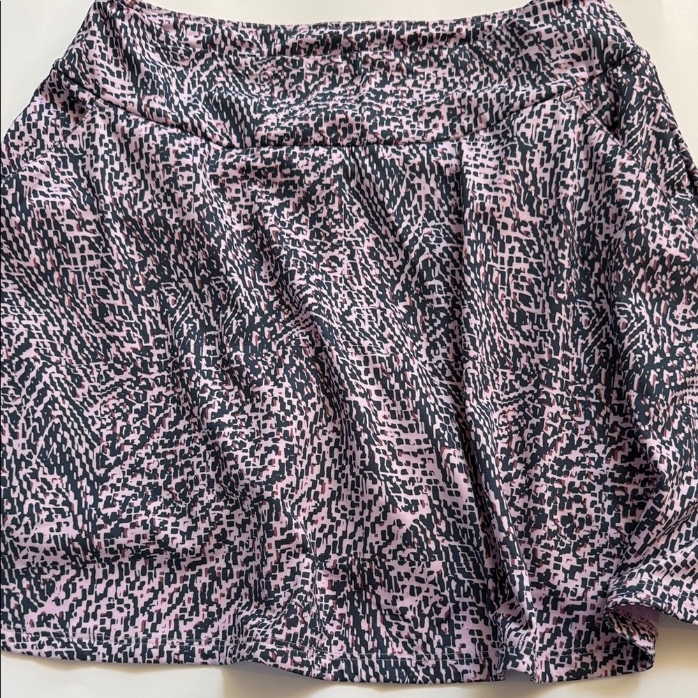 adidas Pink & Black Abstract Print Midi Skirt